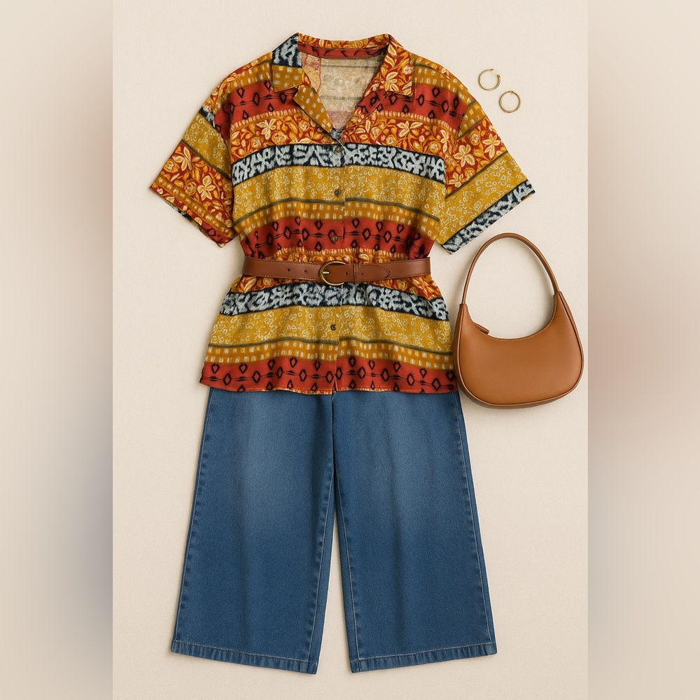 Vintage Posey Tomato Button Down Top Size 20/40 (XL/XXL) 90s Colorful